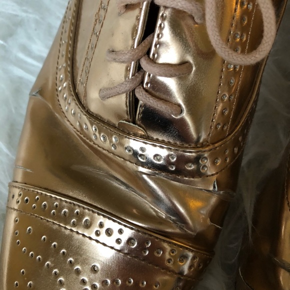 J. Crew Factory Rose Gold metallic oxfords 9.5 - Picture 4 of 7